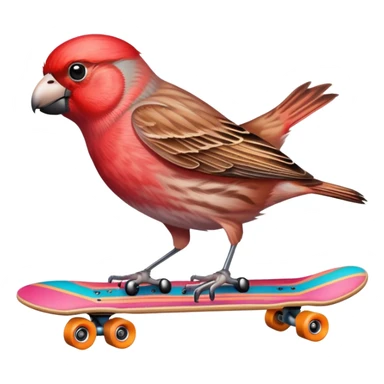 House finch on skateboard  sticker