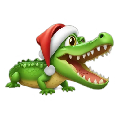 crocodile with santa hat sticker