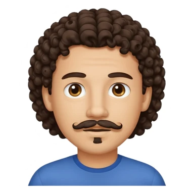 Boy with curly dark brown hair and a goatee and moustahce  sticker