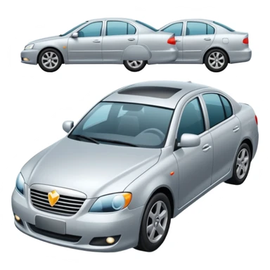 Create a realistic modern sedan on a road with reflections & shadows. sticker
