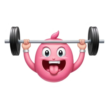 a cartoon tongue lifting an olympic barbell above its head, expressive and playful sticker