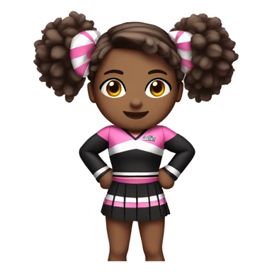 Cheerleader in black and pink kit white skin and brown straight hair full body with pompons  sticker