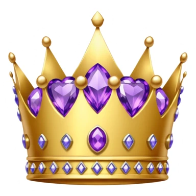 Golden crown with purple and silver gems sticker
