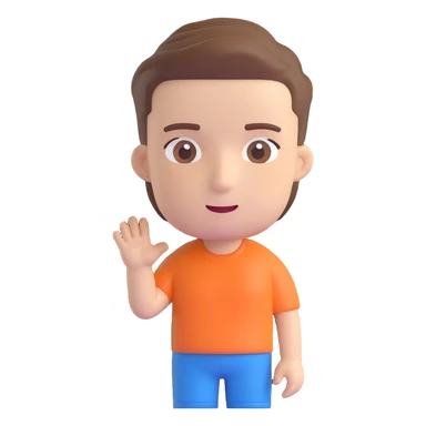 3D cartoon male character with white skin tone, brown hair in a short fade haircut, playful vibe, Bitmoji-like style, suitable for emoji faces sticker