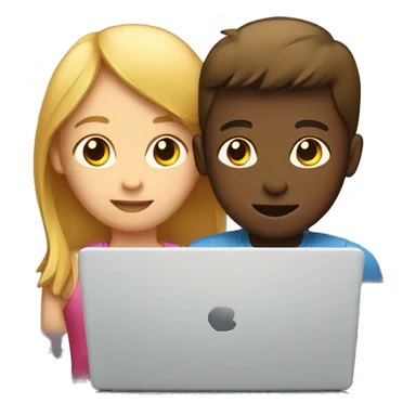 Girl and boy laptop with light above head sticker