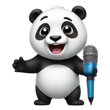 Panda with a microphone singing sticker
