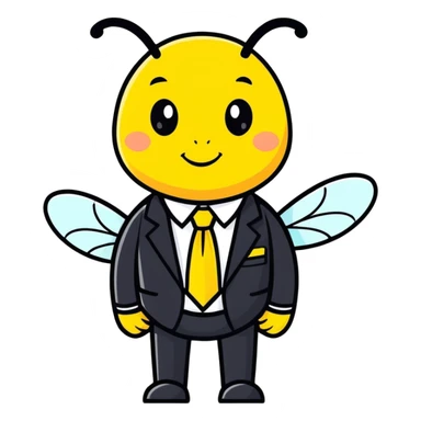 a bee in an office suit sticker