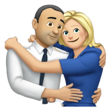 Marine le pen qui embrasse Zemmour sticker