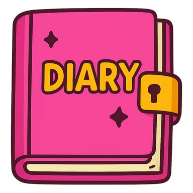 diary, vibrant pink, cartoon style sticker