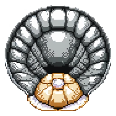 open clam shell with shiny pearl inside sticker