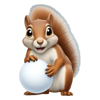 Squirrel holding a snowball sticker