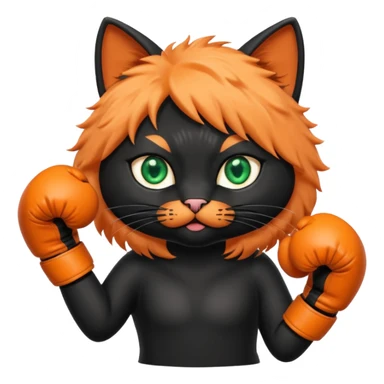 Black cat wearing boxing gloves sticker