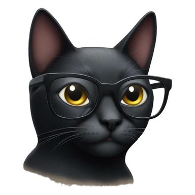 studying black cat wearing glasses sticker