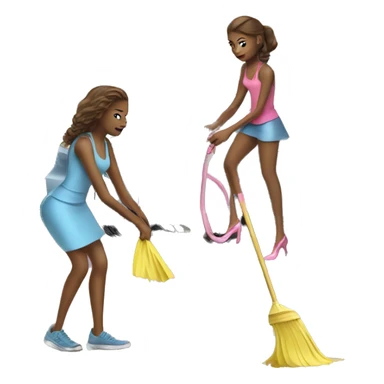 Two girls cleaning a verry expensive car with fashion clothes  sticker