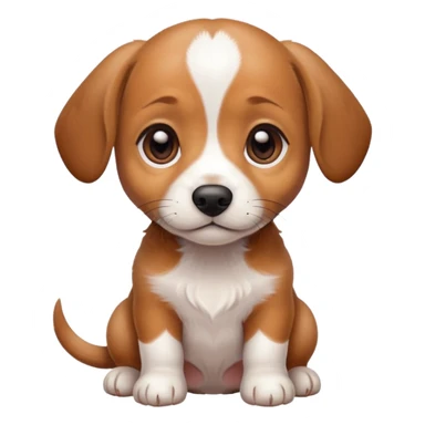 Dachshund beagle chihuahua mix puppy that’s mostly white with brown and dark brown patches and a birth mark on his nose sticker