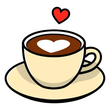 Hot cup of coffee and a heart sticker