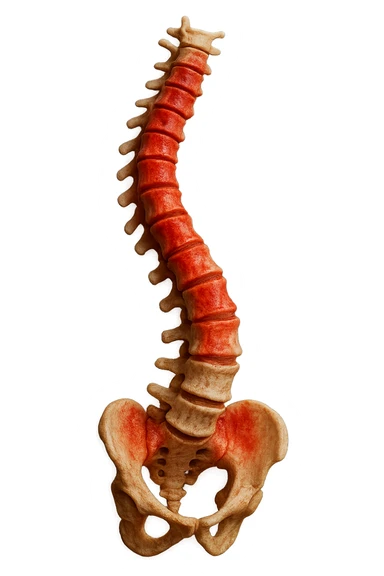 spina dorsale infiammata e storta, scoliosi, iperrealistico 4k sticker