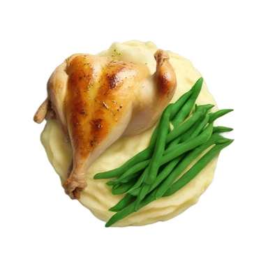 A chicken mashed potatoes and green bean dinner sticker