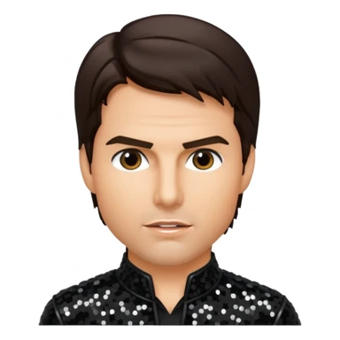 Tom Cruise with dark brown hair, black sequin outfit sticker
