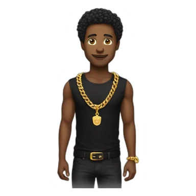 Morgenshtern wearing gold chain and black shirt sticker