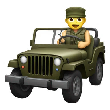 A soldier driving a jeep without a roof, hands on the steering wheel. sticker