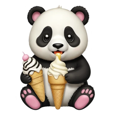 Panda eating ice cream sticker