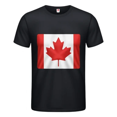 Isolated, realistic black tshirt, with Canadian flag graphic sticker