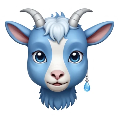 crying-cute-small-full body-blue goat-looking up sticker