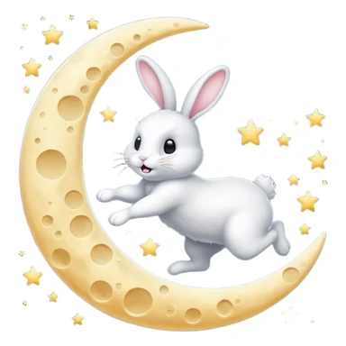 bunny jumping over the moon sticker