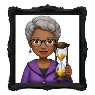 black grandma holding hourglass in a frame sticker