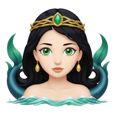 diosa del mar pelo negro piel blanca sticker