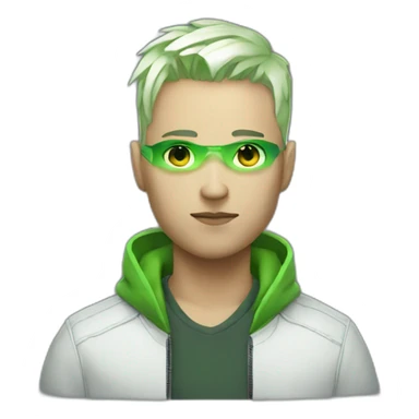 Cyberpunk White men with green gradient and short hair sticker
