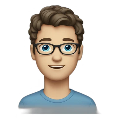 Brunette white boy with blue eyes with glasses sticker