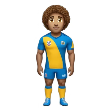 Rugby player With yellow and blue t-shirt and brown curly hair sticker