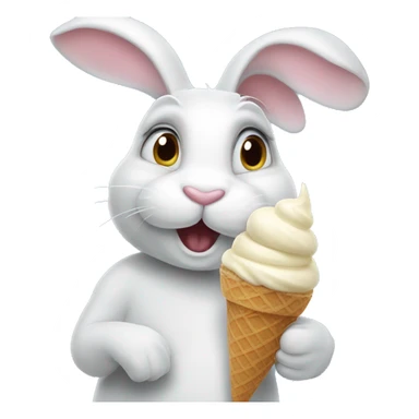 Bunny eating ice cream sticker