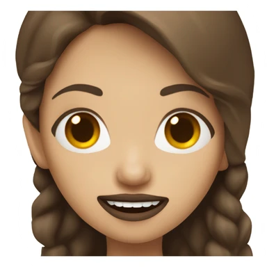 Lady with vampire teeth and brown hair sticker