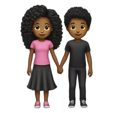 Beso niña a niño con el cabello negro  sticker