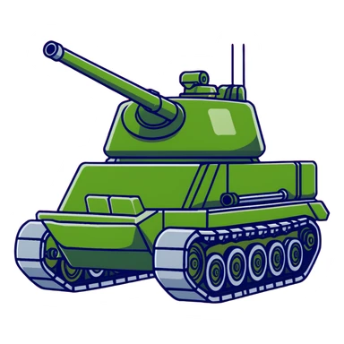 green military battle tank with armored body and large cannon sticker