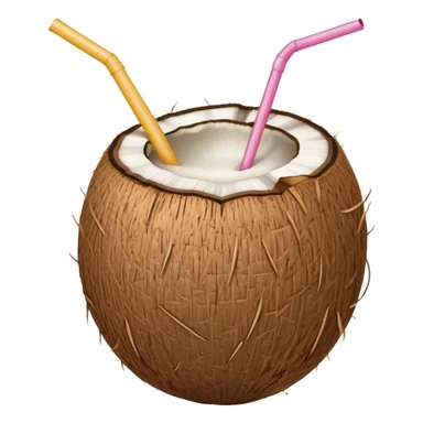 Straw in a coconut sticker
