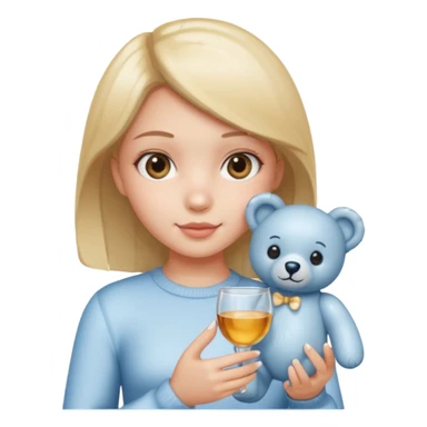 glass girl with single teddy bear sticker