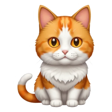 full body calico tabby + white cat with small head and fat body sticker