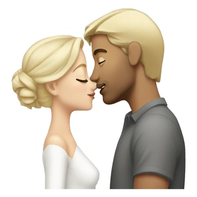 White blonde woman kissing white, brunette man sticker