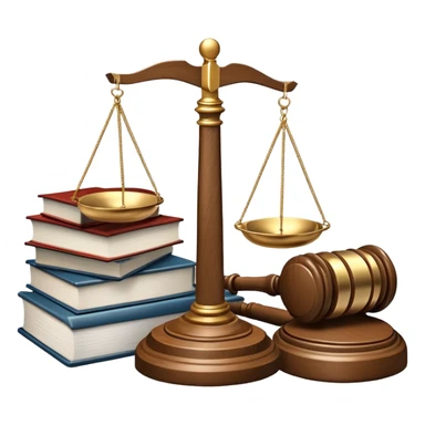 An icon featuring a gavel, scales of justice, and legal books, symbolizing law. The design includes a courthouse building in the background, representing the legal system and justice. Transparent background highlights the authority and structure of the law. sticker