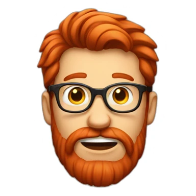 A red-haired guy with a red beard and glasses is surprised sticker