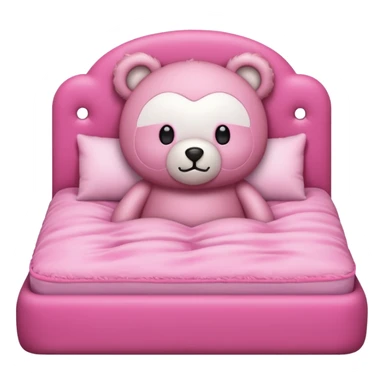 Teddy bear in pink bed sticker