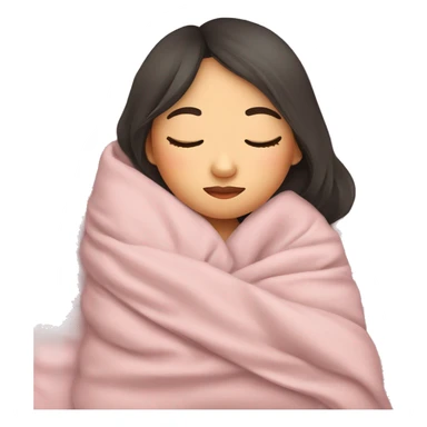 Asian girl sleeping in cozy blanket with pillow sticker