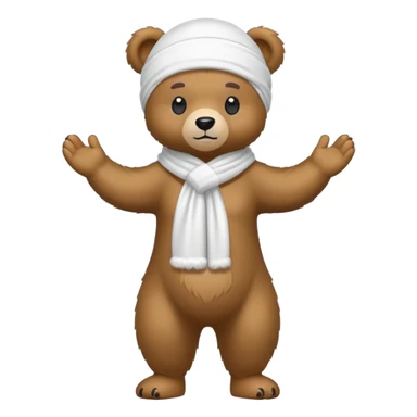 Full-length cartoon bear with white durag, standing on two legs, emoji style sticker