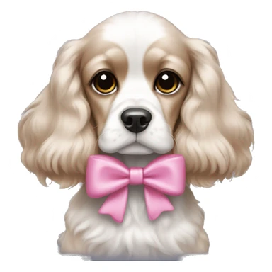 Black and white Cocker spaniel pink bow sticker