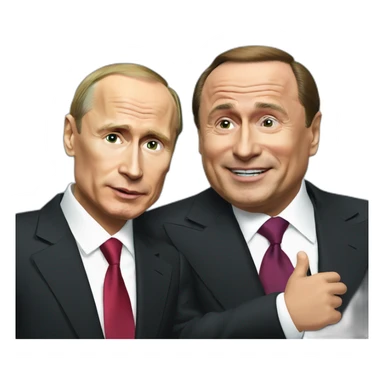Putin and Berlusconi in a party sticker