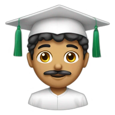 Arabic boy with curl and mustache graduation cap sticker